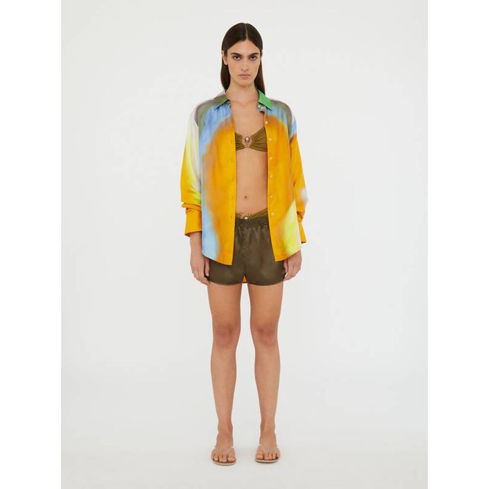 Christopher Esber Aura Silk Shirt in Tangelo Aura Print AU 6 US 2